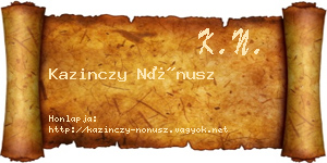 Kazinczy Nónusz névjegykártya